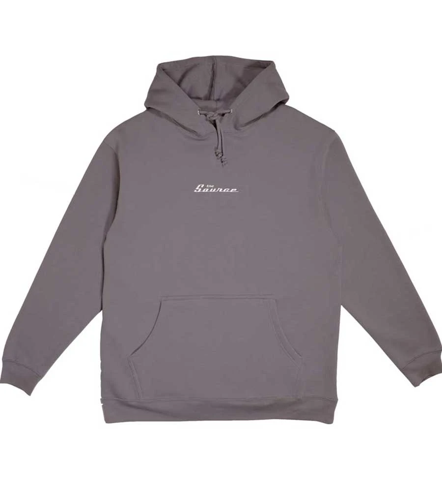 The Source Heavyweight Embroidered Word Hoodie - Charcoal/White 1 The Source Heavyweight Embroidered Word Hoodie - Charcoal/White