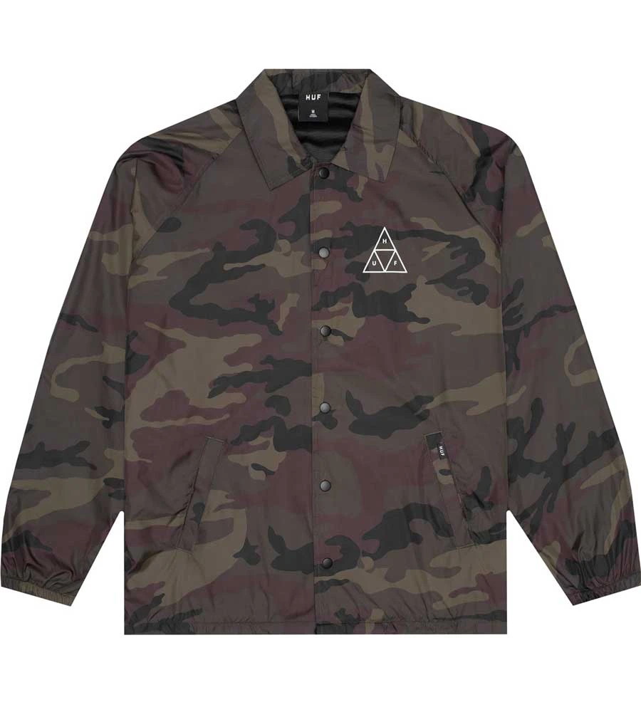 HUF Essentials Triple Triangle Coaches Jacket - Woodland 1 HUF Essentials Triple Triangle Coaches Jacket - Woodland